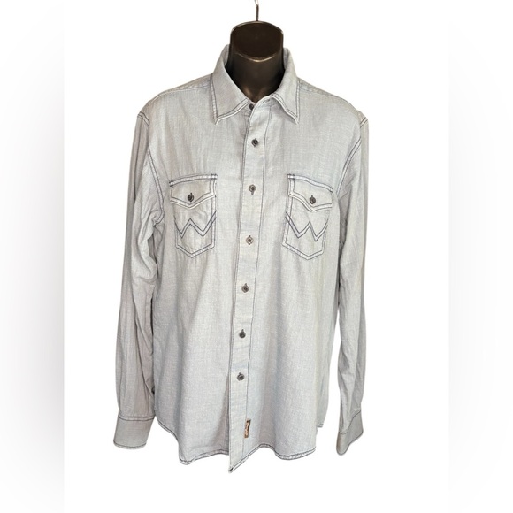 Wrangler Other - Wrangler® Retro® Long Sleeve Western Snap
Solid Dobby Shirt denim 100% cotton
